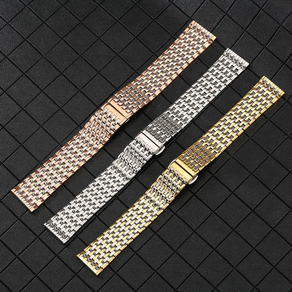 SilverGoldRose Gold Stainless Steel Watchbands for Men 20mm 22mm Watch Straps Women Clock Replacement Bracelet Band 240116