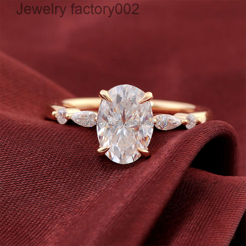 Wholesale Price Jewelry 10k/14k/ Solid Real Gold 1ct/2ct/3ct D VVS Oval Moissanite Dia Engagement Ring For Women