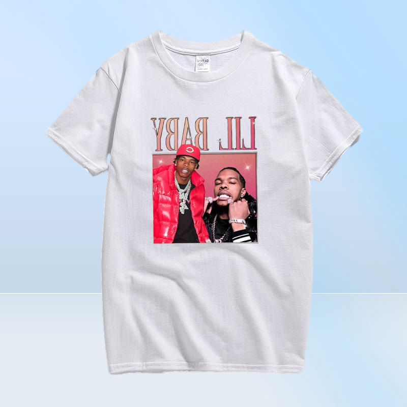 Men039s TShirts Lil Baby Rapper Hip Hop 90s Vintage T Shirt For Men Streetwear Graphic Tees Top Cotton Short Sleeve TshirtsMe