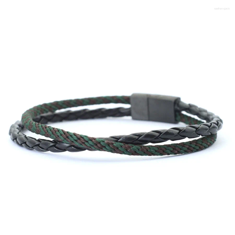 Charm Bracelets Novel Mens Bracelet Ethnic Rope Braslet Stainless Steel Detachable Magnet Buckle Leather Braclet Gifts For Boyfriend