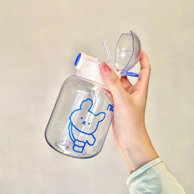 600ML Kids Sippy Cup Water Bottles Creative Cartoon Feeding With Straws And Lids Spill Proof Portable Toddlers Drinkware 240117