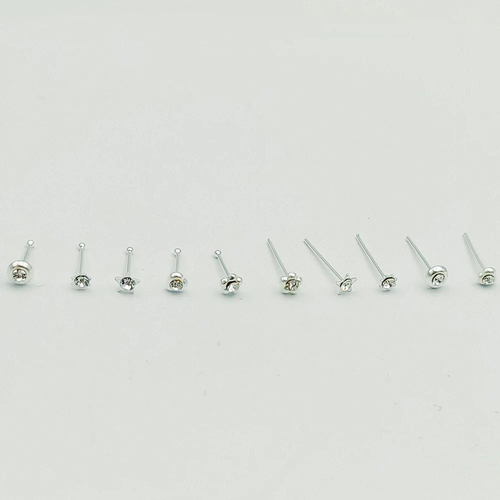 925 Sterling Sliver Nose stud fashion Christmas gift for women crystal nariz piercing jewelry 20pcs/pack 240117