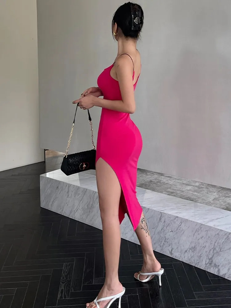 Summer Rose Beach Party Dress Y2k Long Sleeveless Spaghetti Strap Sexy Maxi Bodycon Dresses Black Women Outfits Birthday 240117