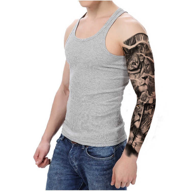 Full arm flower large pattern wind lion wolf sexy simulation tattoo water transfer Tattoo Sticker
