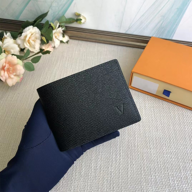 10A Genuine leather Mens wallet luxury High Quality Version All black style leather short wallet Card Holder designer purses holder classic pocket Man Bags with box