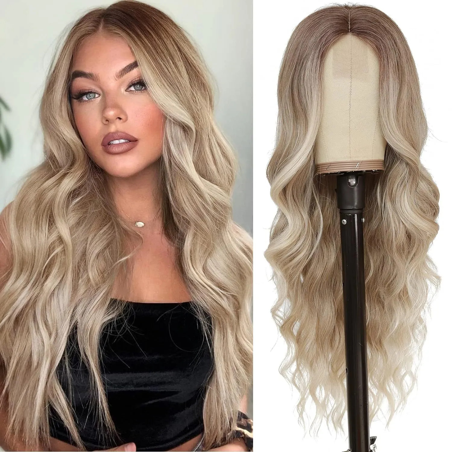 Peruvian Soft Hair Glueless Honey Blonde Body Wave Lace Front Wig 13x4 Colored Lace Front Human Hair Wigs HD Synthetic Lace Closure Wig 250 Density