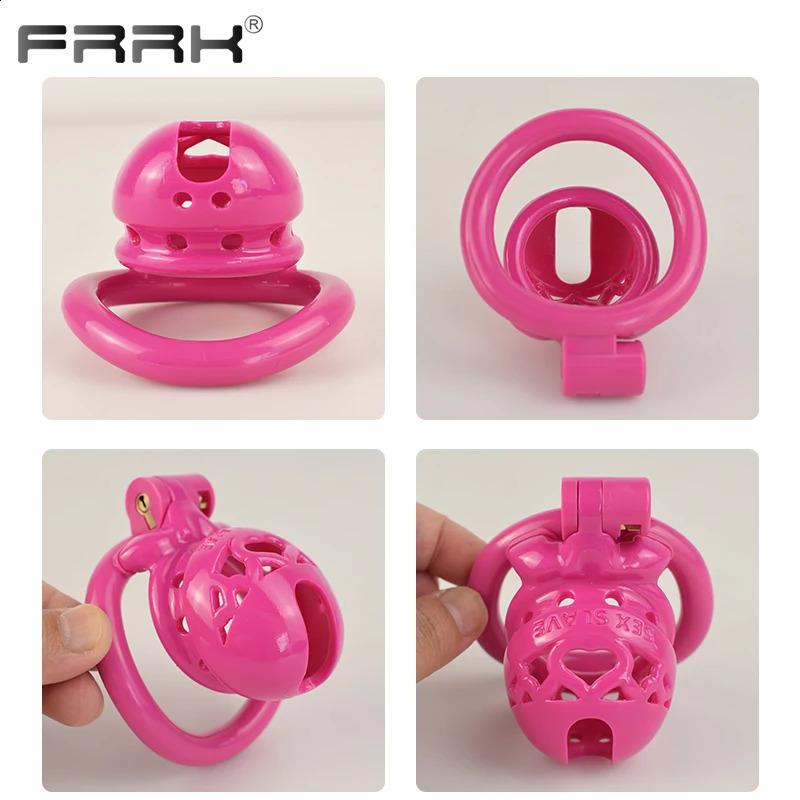 FRRK Locked Life Pink Plastic Chastity Cage with 4 Sizes Penis Rings Adults Sex Products BDSM Toys Sexual Shop Small Standard 240117