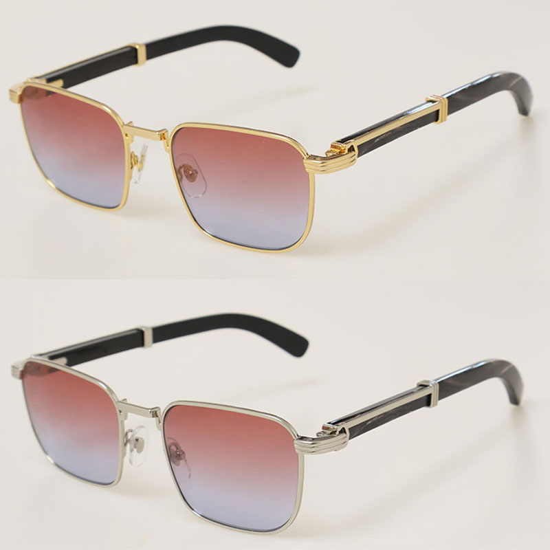 Selling Buffs 0363S Sunglasses Original Gold-Black Buffalo Horn Male Female Glasses MARBLED BLACK BUFFALO HORN Square Unisex Size 54-21-145MM New