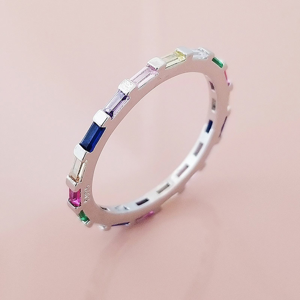 Sterg Sier Joint Princess Cut Colorful Wedding Ring - 5A Cubic Zirconia Jewelry for Women