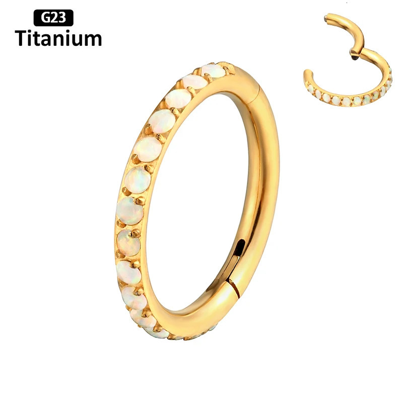 16G Implant Grade ATSM 36 Piercing Opal Septum Piercing Ring Clicker Earrings Nose Rings Piercing Body Jewelry For G23 240117