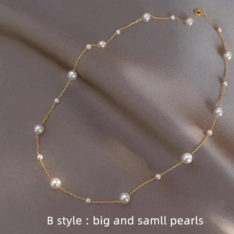 XF800 Solid 18K Gold Natural Pearl Necklace Au750 Fine Jewelry Chocker Round Aniversary Gift For Women White X536 240117
