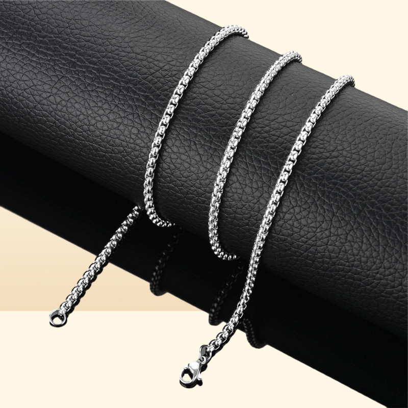 Fashion Square Link mens chain designer necklace silver chain for man Stainless Steel Black Rope Gold Chains Necklaces Woman Choke