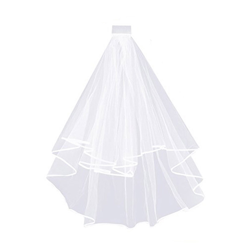 Bridal Veils Organza Wedding Veil One Layer Long Cathedral Bride For White Ivory Metal Comb Bride Decoration Accessories