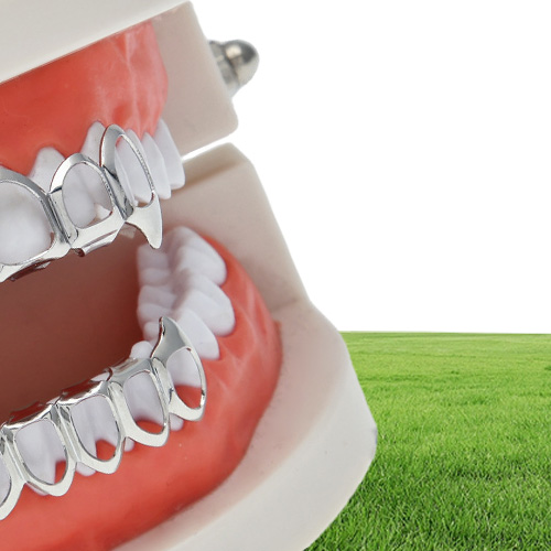 Hip Hop Teeth Grillz Set Silver Gold Tooth Top Bottom Caps Punk False Dental Grills For women Men Body Jewelry Cosplay