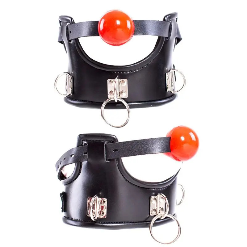 Leather Ball Open Mouth Gag with Full Head Harness Belt Roleplay Face Muzzle Gag Adult Sex Toys For Couple 240117