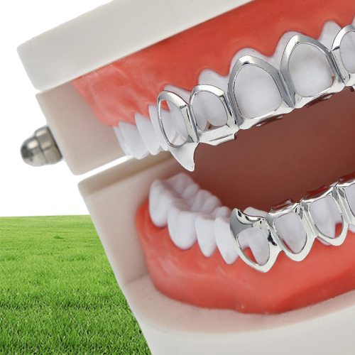 Hip Hop Teeth Grillz Set Silver Gold Tooth Top Bottom Caps Punk False Dental Grills For women Men Body Jewelry Cosplay