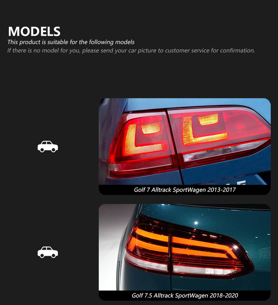 LED Turn Signal Tail Light for VW Golf 7 Variant Taillight 2013-2020 Golf7.5 Rear Running Brake Fog Lamp Car Accessories