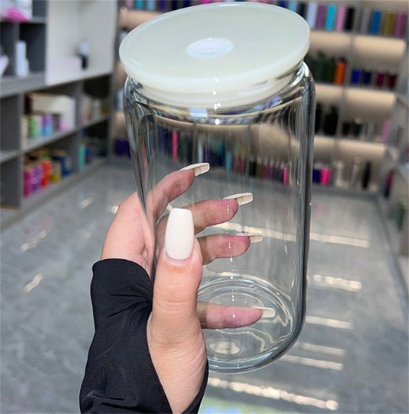 16oz Plastic tumbler with colorful lids Acrylic Libbey Plastic can with Straw for Vinyl UV DTF sticker Summer Drinkware Mason Jar drinking cups