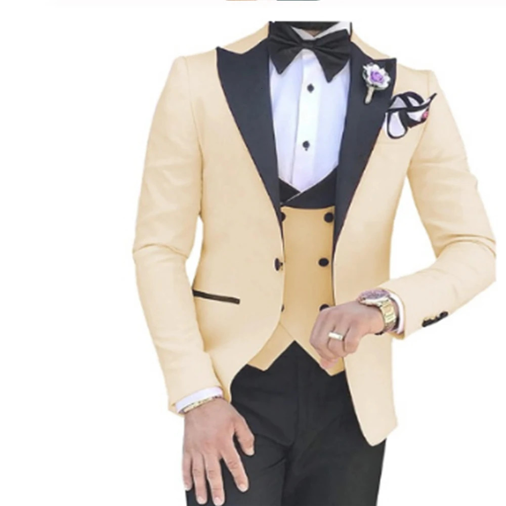 2023 Men 3 Pieces Suits For Custom Made Groom Groomsmen Tuxedos Wedding Suit Terno MasculinoJacketPantVest 240117