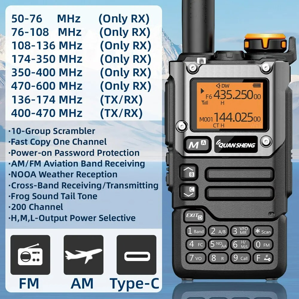 Quansheng UV K5 Walkie Talkie Portable Am Fm Two Way Radio Commutator Station Amateur Ham Wireless Set Long Range Receiver