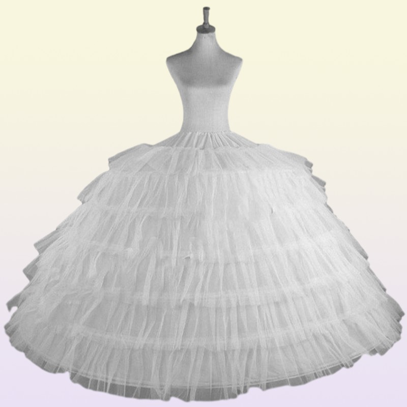 White New 6 Hoops Petticoats for Wedding Dress Plus Size y Quinceanera Gowns Supplies Underskirt Crinoline Pettycoat Hoop Skirt