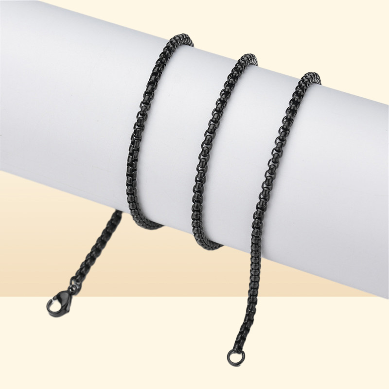 Fashion Square Link mens chain designer necklace silver chain for man Stainless Steel Black Rope Gold Chains Necklaces Woman Choke