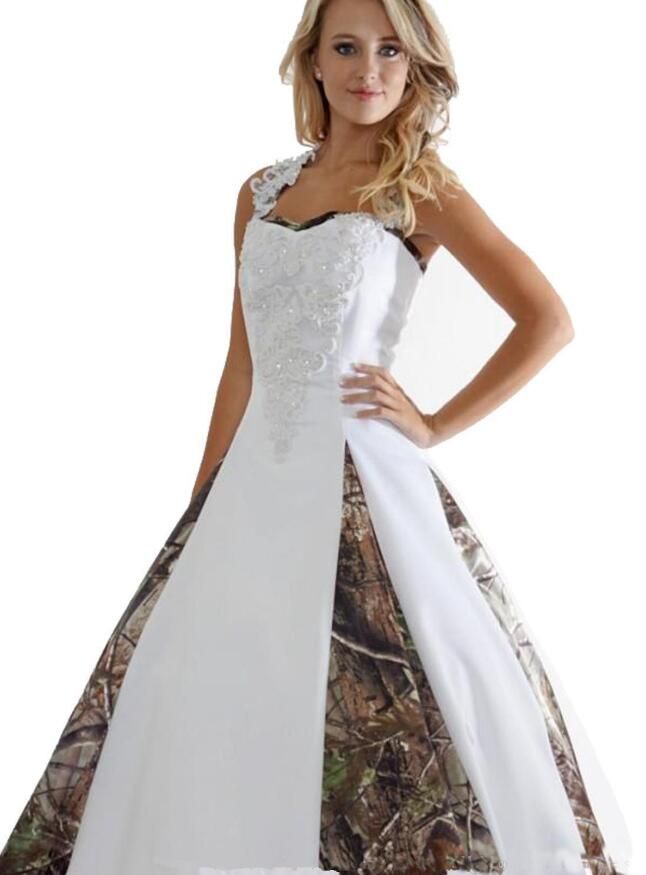 Hot Sale Camo Wedding Dresses With beaded Appliques criss cross back Long Camouflage Wedding Party Dress Spaghetti Straps Bridal Gowns