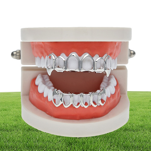 Hip Hop Teeth Grillz Set Silver Gold Tooth Top Bottom Caps Punk False Dental Grills For women Men Body Jewelry Cosplay