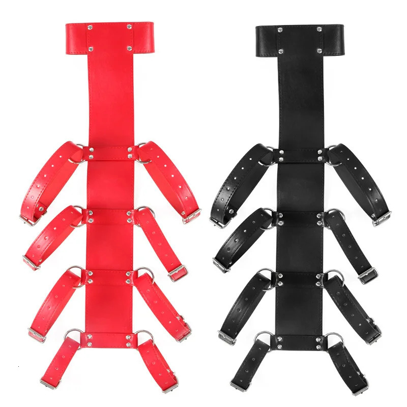 Bdsm Bondage Black Belt Full Body Leather Restraint Straps Hand Behind Back Bondage Arm Body Binder Glove Sleeves Sex Bandage 240118 - view 3