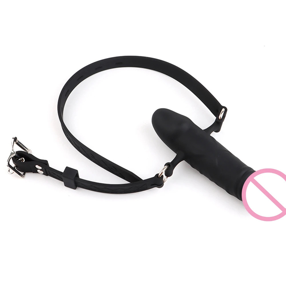Mouth Gag Dildo Oral Fixation Harness Bondage Leather Strap on Sex Toys Penis Plug Silicone Double-Ended Dildos for Couple Women 240129