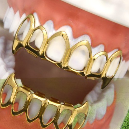 Hip Hop Teeth Grillz Set Silver Gold Tooth Top Bottom Caps Punk False Dental Grills For women Men Body Jewelry Cosplay