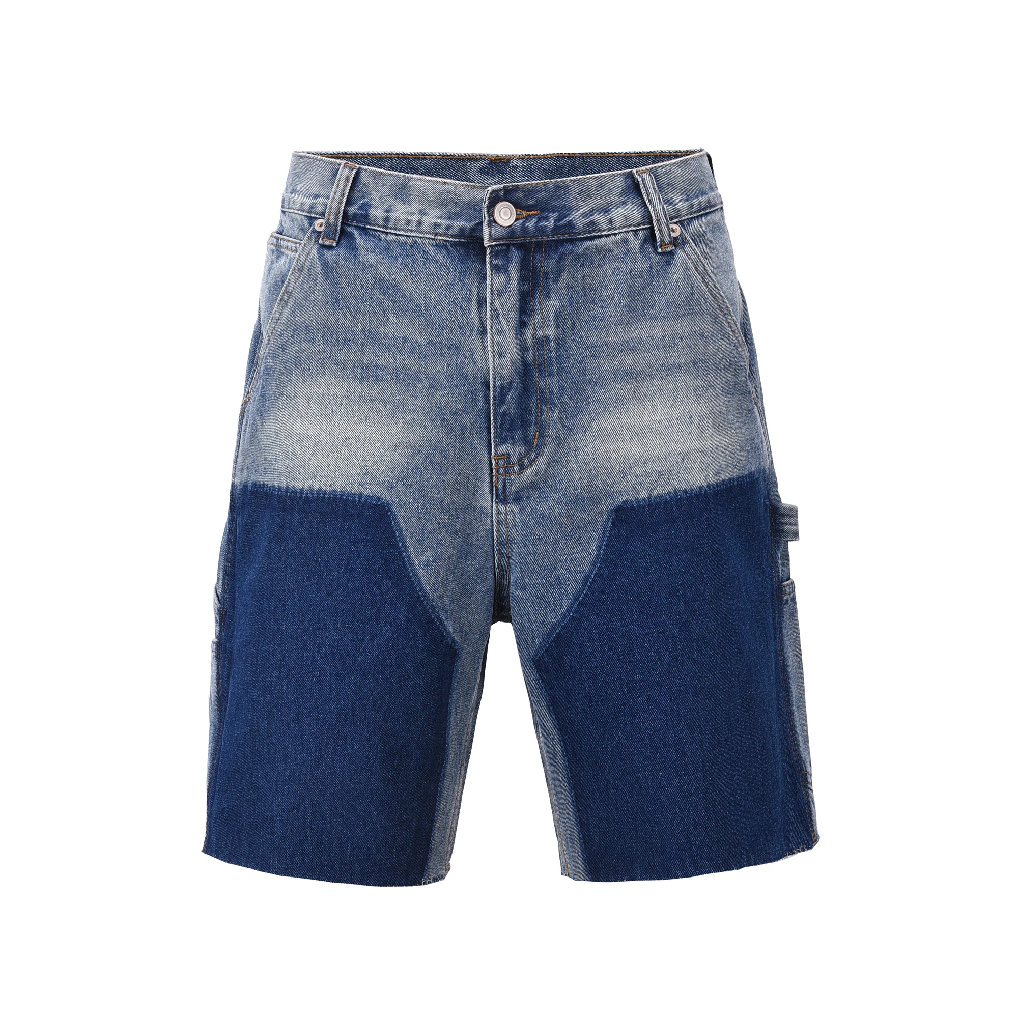 Summer Baggy Jeans Cargo Shorts for Men Wide Leg Patchwork Denim Knee Length Pants Oversized Summer Shorts