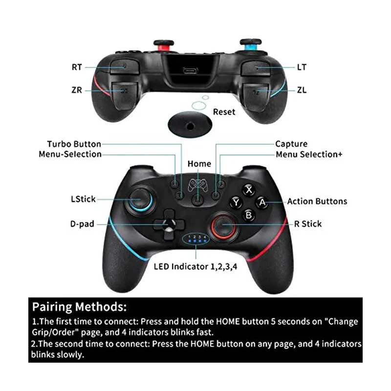 2024 Wireless Bluetooth Wireless controller Video Game USB PC Gamepad Pro Controller on PC For Nintendo Switch Console