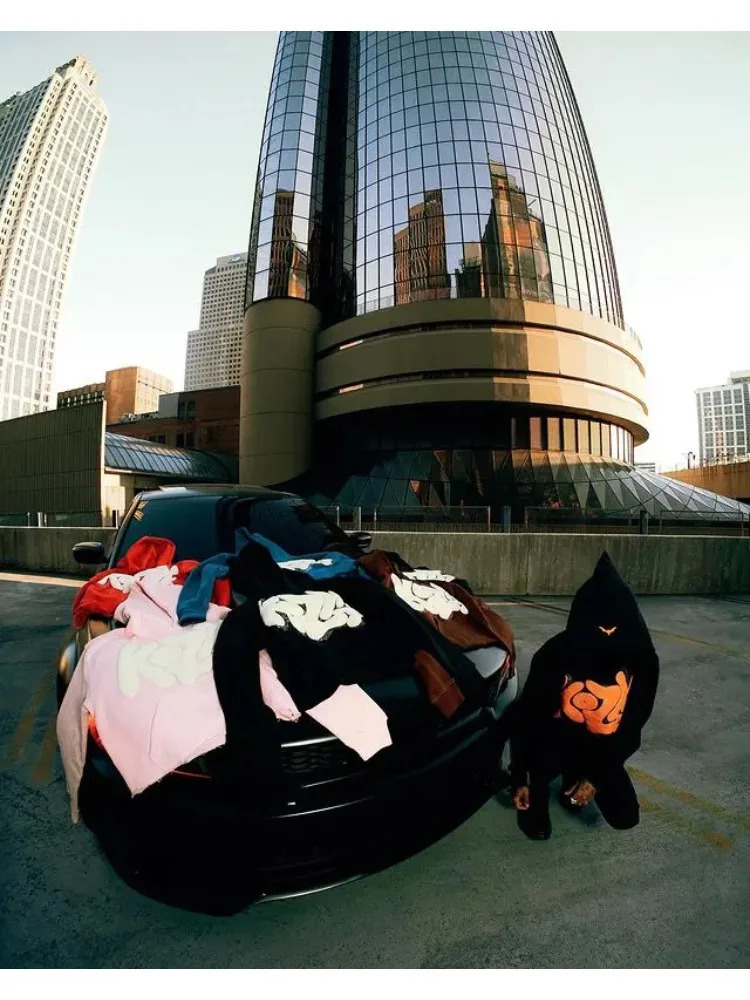 Y2K Fashion Hoodie Zip Sweatshirt Mens Hip Hop Letter Print Oversized Hoodie Harajuku Gothic Long Sleeved Pullover Hoodies 240117