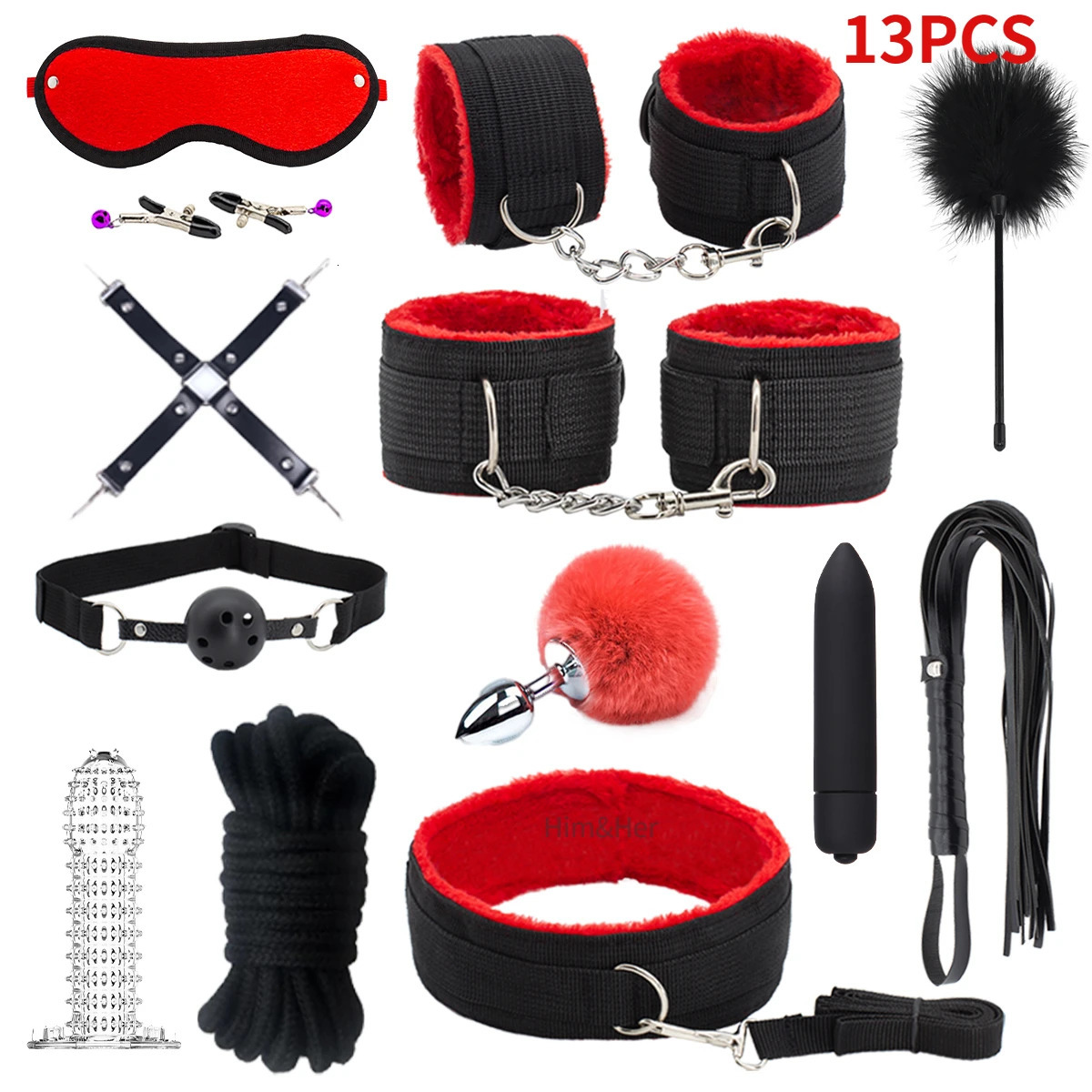 BDSM Sexlove Suit Adult Handcuffs Nipple Whip BDSM Sex Metal Anal Plug Vibrator Hip Female Male Adult Pornographic Sex Toys 1 240117