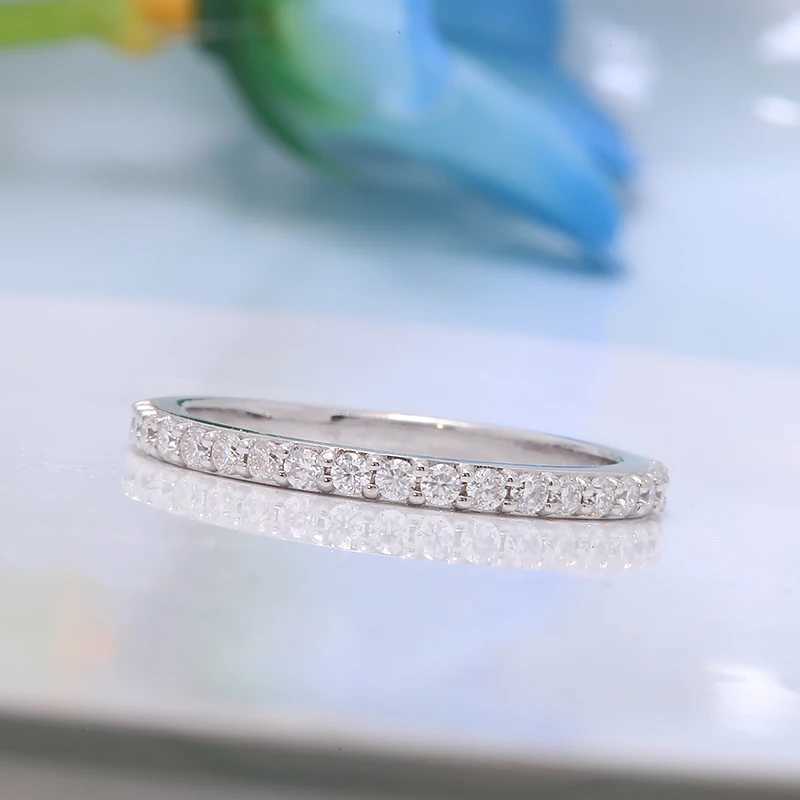 Band Rings Melee Stone CVD HPHT Lab Grown Diamond 0.3ctw Engagement MatchBand For Lady DEF Color Real 14K White Gold J240118
