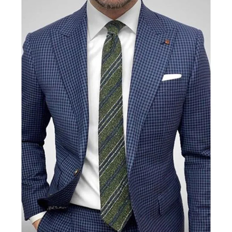 Men's Suit Jacket Checkered Striped Lapel Long Sleeved Casual Double Button Slim Fitting men clothing wedding suits for men 240117