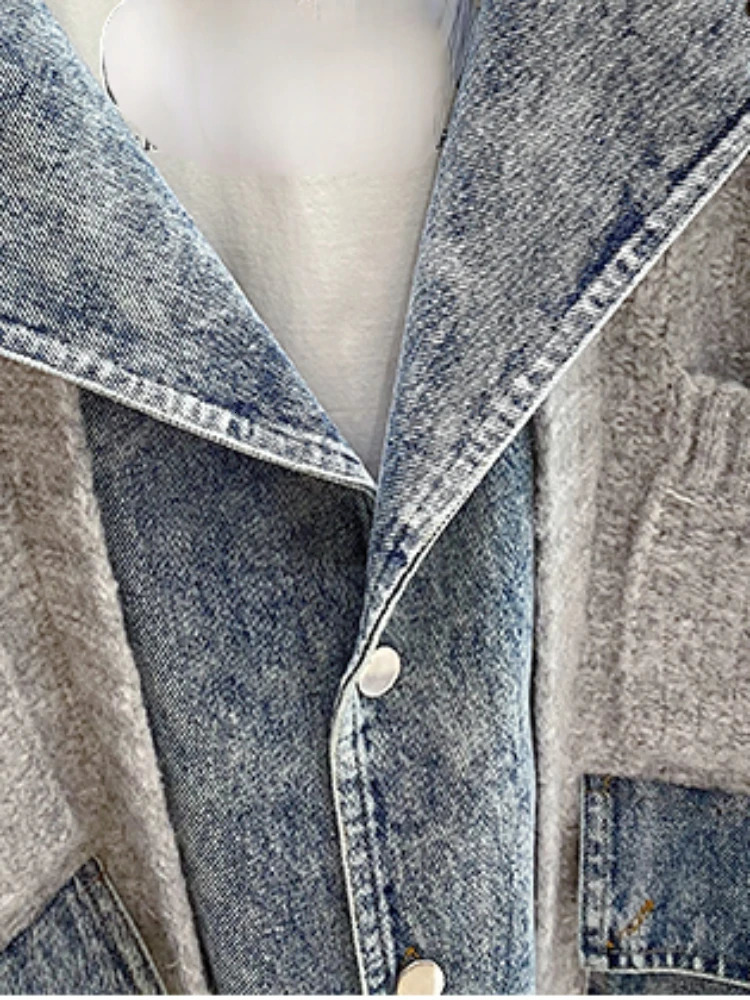 Jackets Autumn Winter Loose and Lazy Style Thickened Sweater Cardigan Top Fashion Personalized Combination Denim Coat Women 240117