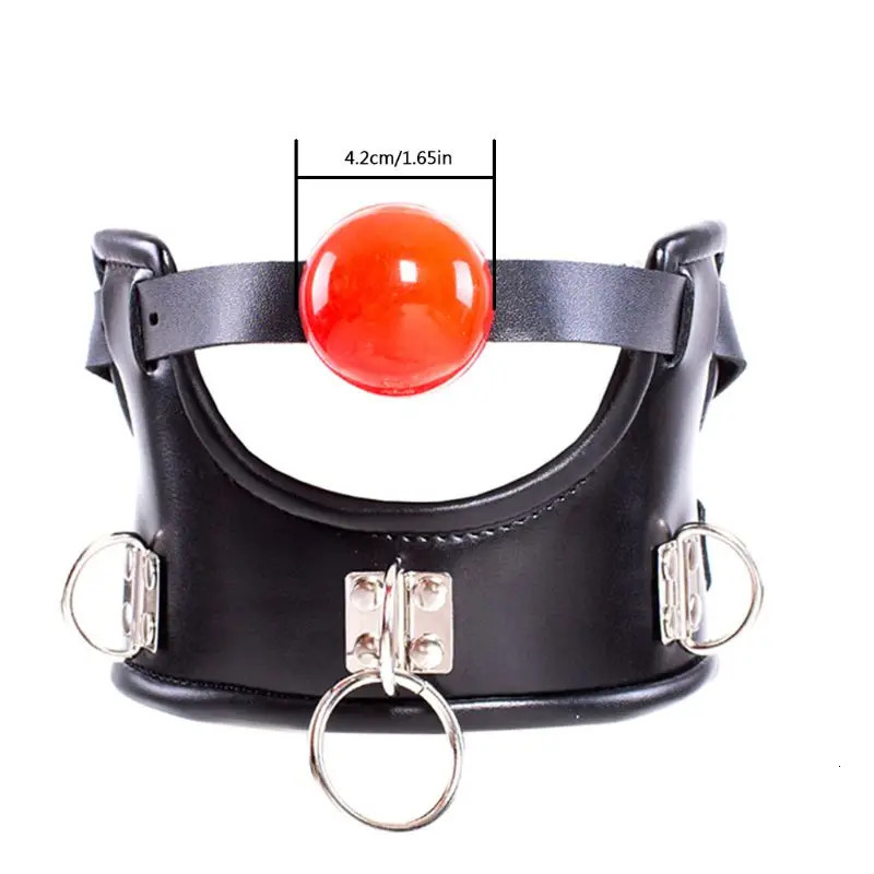 Leather Ball Open Mouth Gag with Full Head Harness Belt Roleplay Face Muzzle Gag Adult Sex Toys For Couple 240117