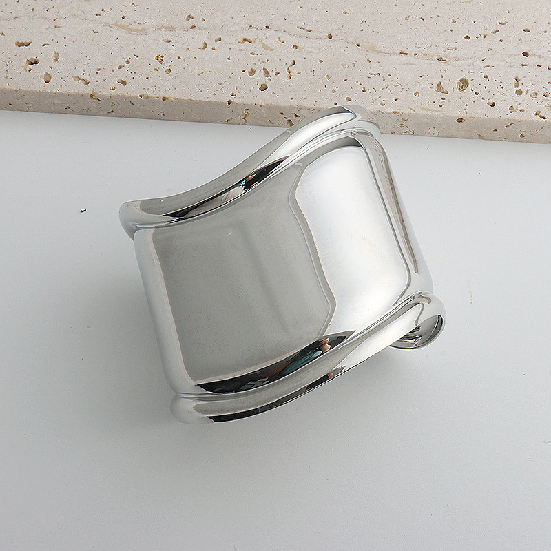 Hiphop Rock Punk Couple European American Cuff Bangle personality versatile fashion alloy cuffs irregular wide edition smooth metal bracelet wholesale