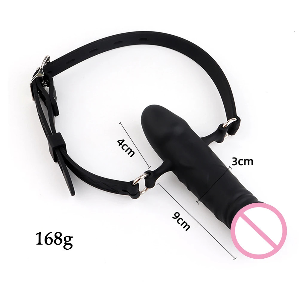 Mouth Gag Dildo Oral Fixation Harness Bondage Leather Strap on Sex Toys Penis Plug Silicone Double-Ended Dildos for Couple Women 240129