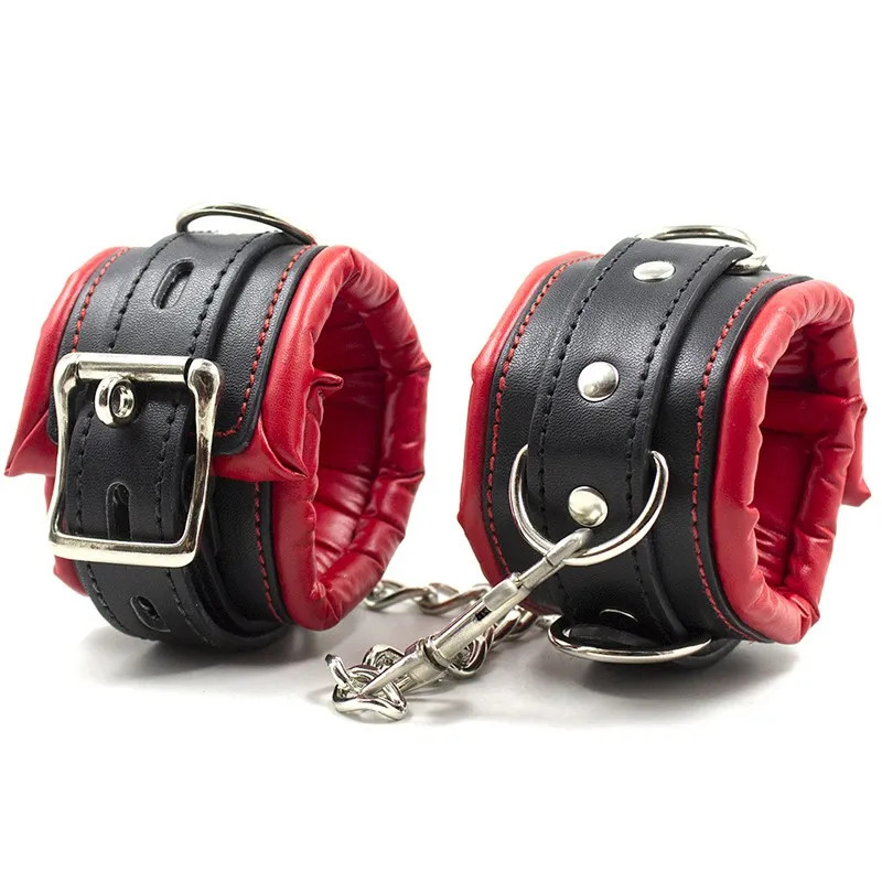 Soft Adjustable PU Leather Sponge Handcuffs Ankle Cuffs SM Bondage Restraints Set Fetish Sex Position Aid Cosplay Slave Footcuff 240117