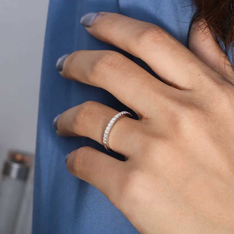 Band Rings Melee Stone CVD HPHT Lab Grown Diamond 0.3ctw Engagement MatchBand For Lady DEF Color Real 14K White Gold J240118