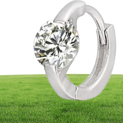 Cute 925 Sterling Silver Solitaire Round CZ Circle Small Loop Huggies Hoop Earrings For Women Jewelry Kids Baby Girls Aros Arete 2