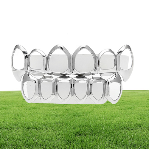 Hip Hop Teeth Grillz Set Silver Gold Tooth Top Bottom Caps Punk False Dental Grills For women Men Body Jewelry Cosplay