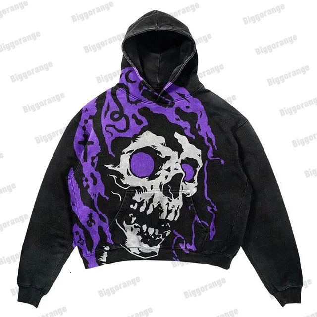 loose Zip fashion Hoodie man Harajuku y2k pullover oversized sweatshirt women printed Streetwear Long Sleeve Black top 240117