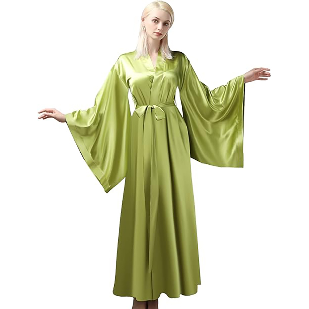 Bath Robes Women's Silk Kimono Long Satin Bridesmaid Wedding Sleepwear Beach Blouses Bikini Cover Up Plus Size Real Image