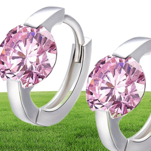 Cute 925 Sterling Silver Solitaire Round CZ Circle Small Loop Huggies Hoop Earrings For Women Jewelry Kids Baby Girls Aros Arete 2