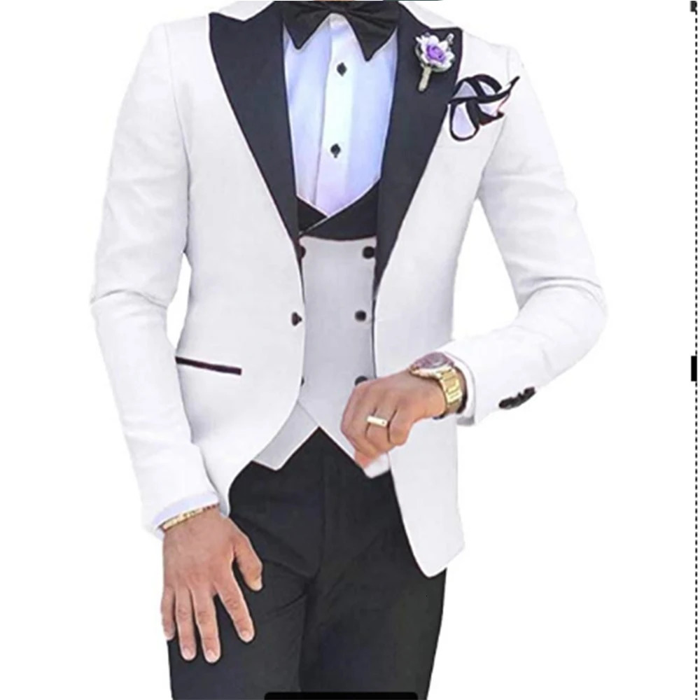 2023 Men 3 Pieces Suits For Custom Made Groom Groomsmen Tuxedos Wedding Suit Terno MasculinoJacketPantVest 240117