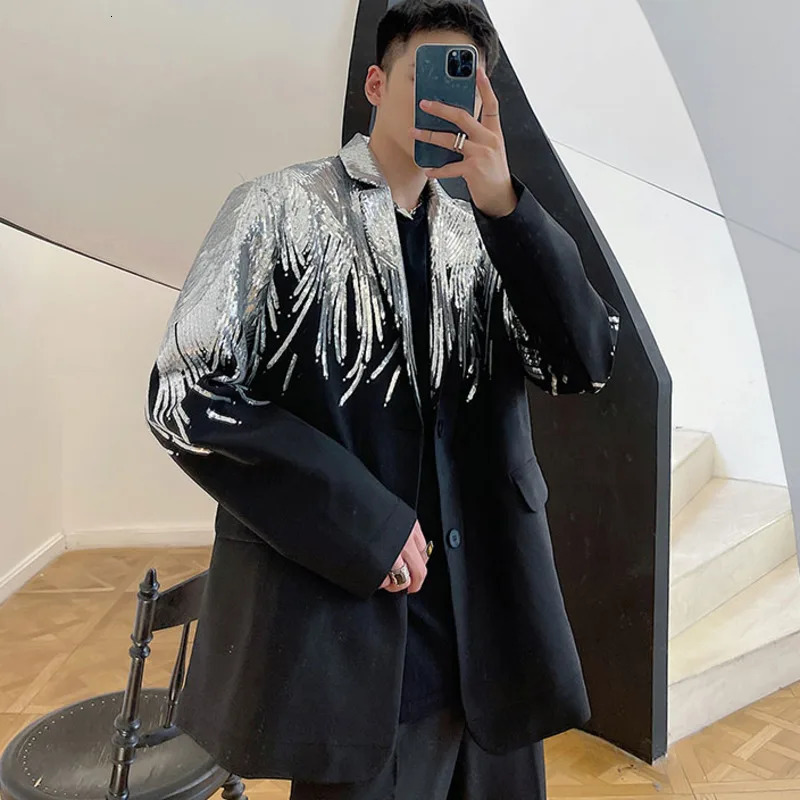 IEFB Heavy Craft Embroidery Sequin Trend Casual Men's Blazer 2023 Autumn Fashion fit Jacket Streetwear Suit Coat 9Y9245 240117
